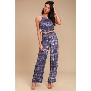 Lulu's Indigo print jumpsuit